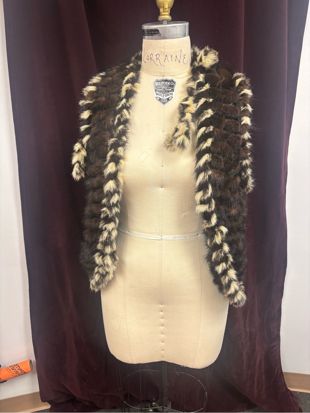 Women's Brown Fur Vest with Contrast Trim